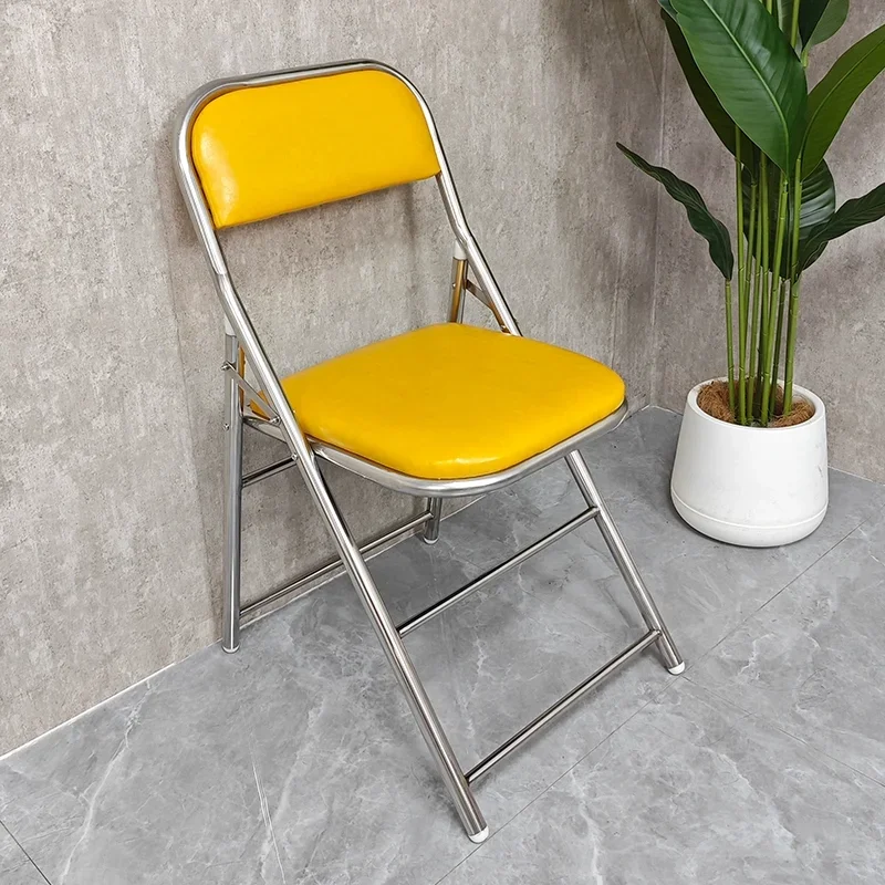 2025 new thickened stainless steel chair foldable chair with backrest stool household mahjong machine old-fashioned seat