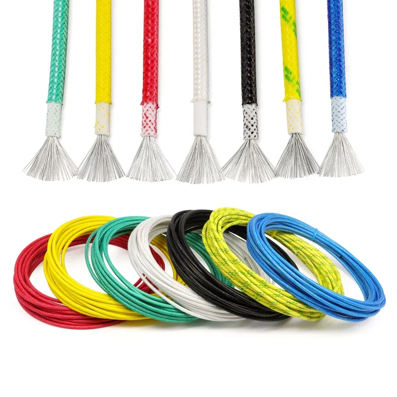 1/5/M Silicone Fiberglass Braided Cable High Temperature Tinned Copper Resistant Wire Insulation Warm Floor Heat Element Cable