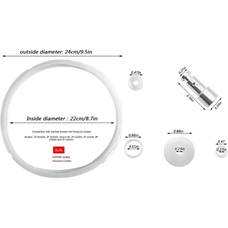 Set guarnizioni e galleggianti in silicone trasparente Set sostituzione universale per pentole a pressione per pentole a