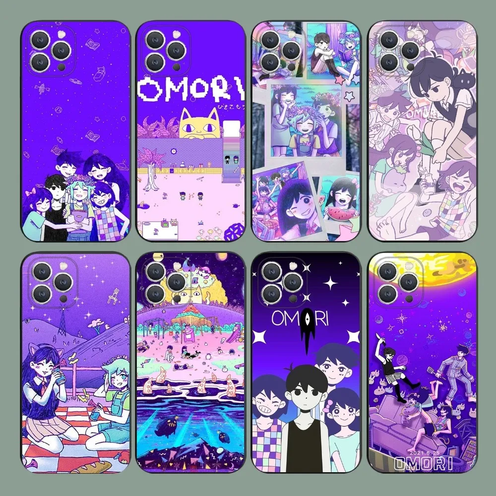 O-Omori Game Fanart   Phone Case For iPhone 15,14,13,12,11,Plus,Pro Max,XS,X,XR,SE,Mini,8,7 Soft Silicone Black Cover