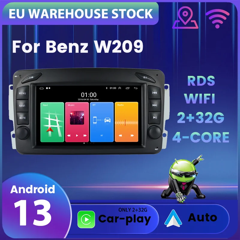 EU Warehouse 7inch Android 13 4G GPS Navigation Car Multimedia Player Car-play Auto For Mercedes Benz CLK W209 W203 W463 W208 BT