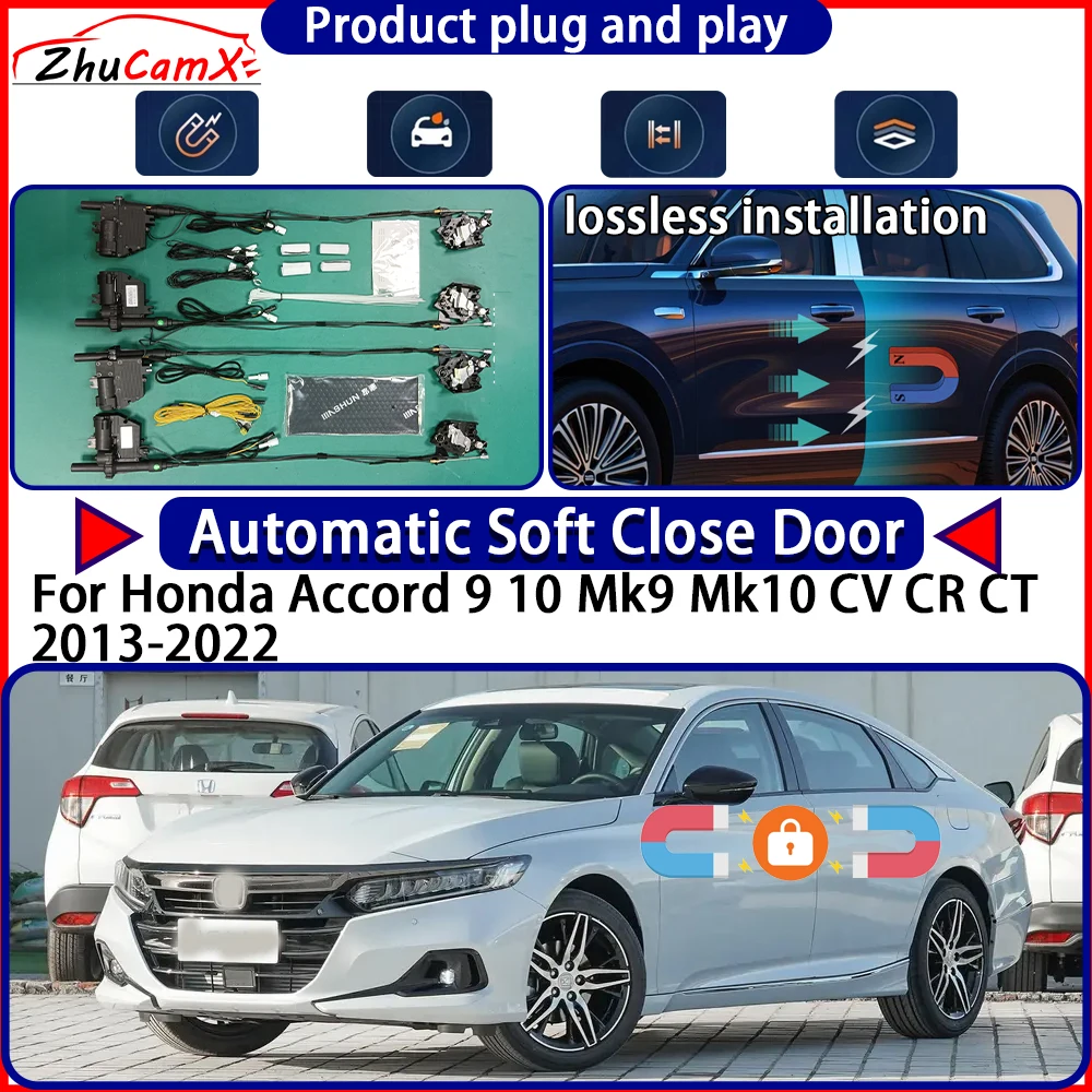 Door Lock Actuator for Honda Accord 9 10 Mk9 Mk10 CV CR CT 2013-2022 Soft Close Door Kit Power Latch System Auto Pull Door Easy