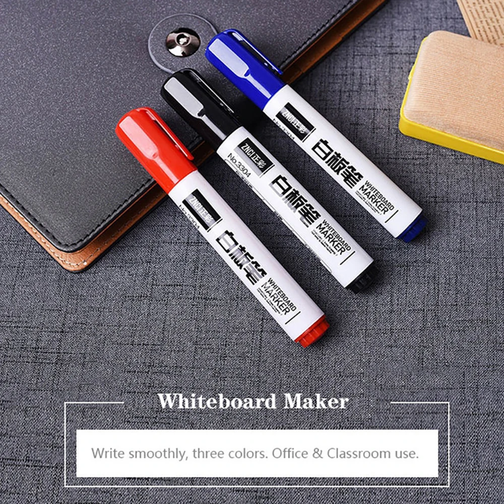 10 PCS Marker Erasable Whiteboard Marker Large Capacity Black Red Blue Oil Ink Soft Fiber Tip Office School Stationery Wholesale