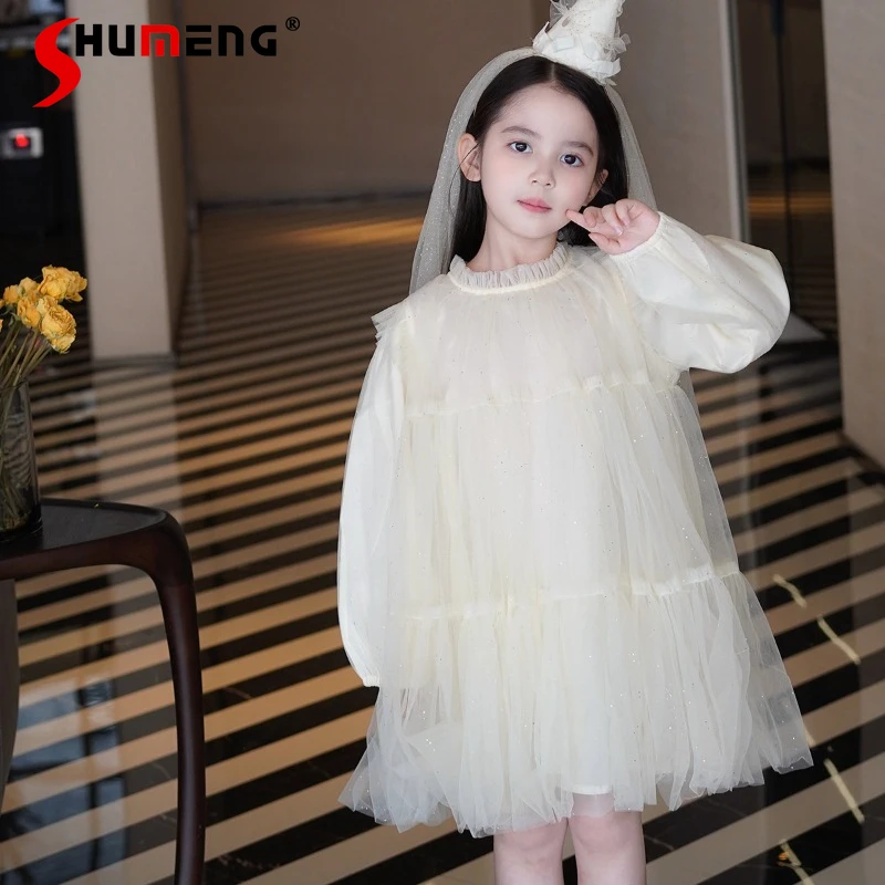 

Новое весеннее платье для девочек: безрукавное, из сетки, с юбкой-пачкой, сказочное платье принцессы, детское платье с длинным рукавом для дня рождения