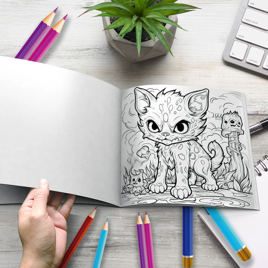 Art Coloring Book 20 Page Cartoon cat Adult Picture Book For Birthday Party Relieve Stress Kill Time Graffiti Painting Drawing