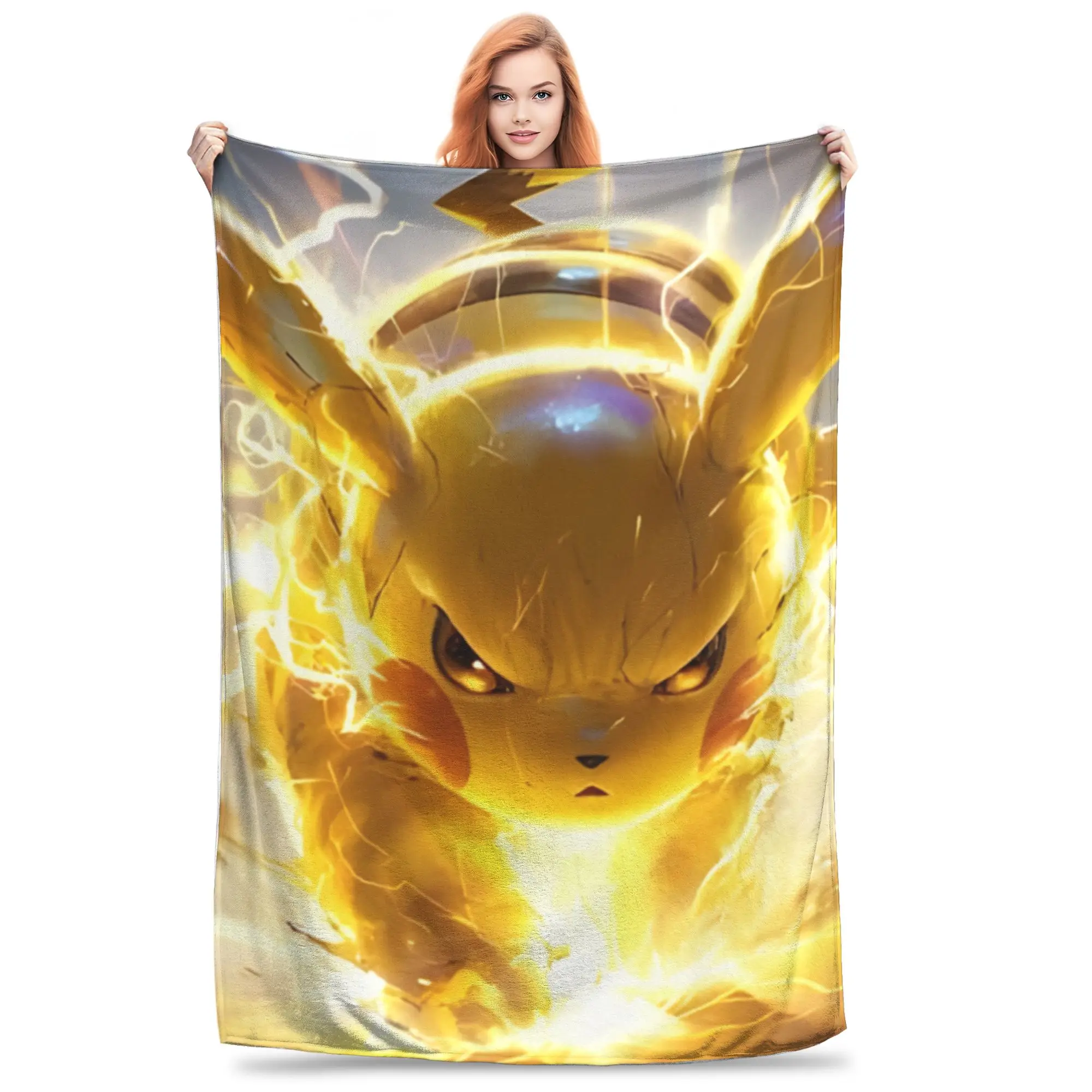 1PC Home Pikachu4 Blanket Throw Blanket  Novelty Warm Blanket All Season Gift