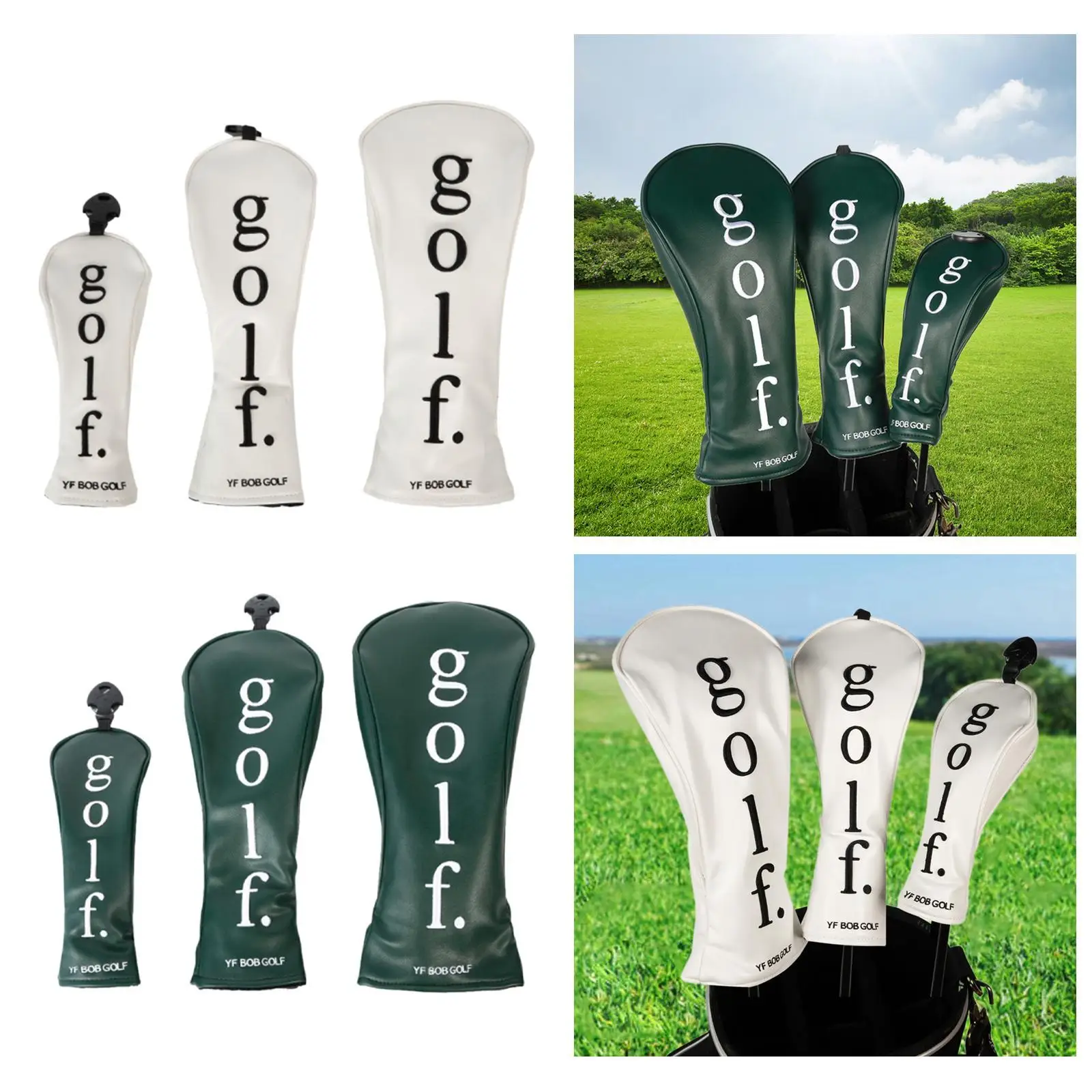 

3x Golf Club Head Cover PU Leather Wear Resistant Golf Training Supplies Golf