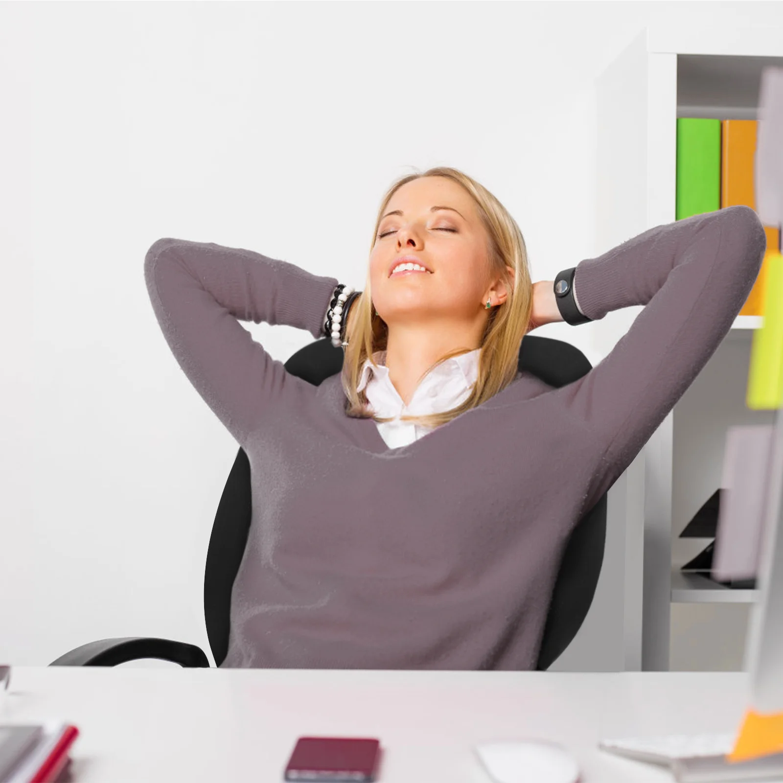 

Office Chair Cover Set Black Stretchy Removable Seat Backrest Protector For Desk Work Computer Chair Slipcover Waterproof