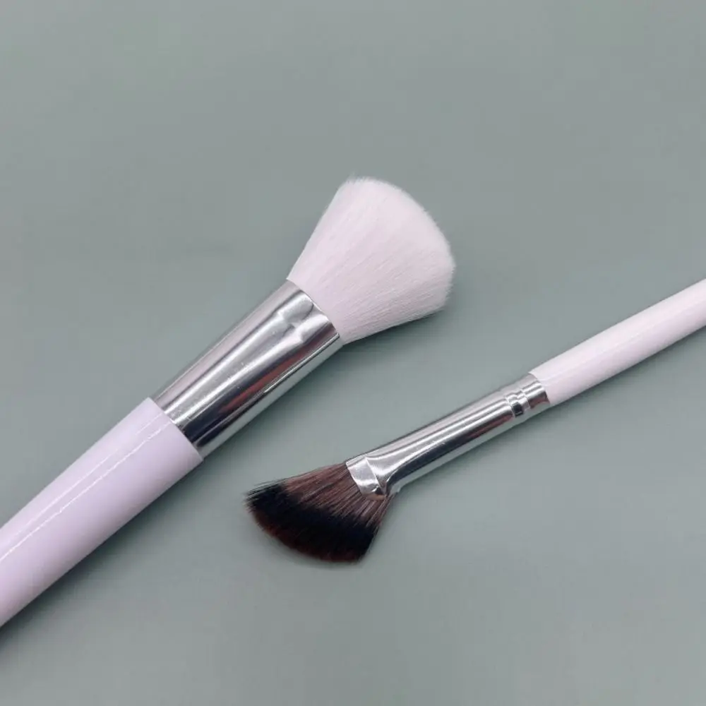 Ensemble de pinceaux de Contour du nez à Double tête 2 en 1, brosse à poudre Portable pour fard à paupières, inclinaison coudée douce, Kit de pinceaux cosmétiques pour étudiants, 2 pièces
