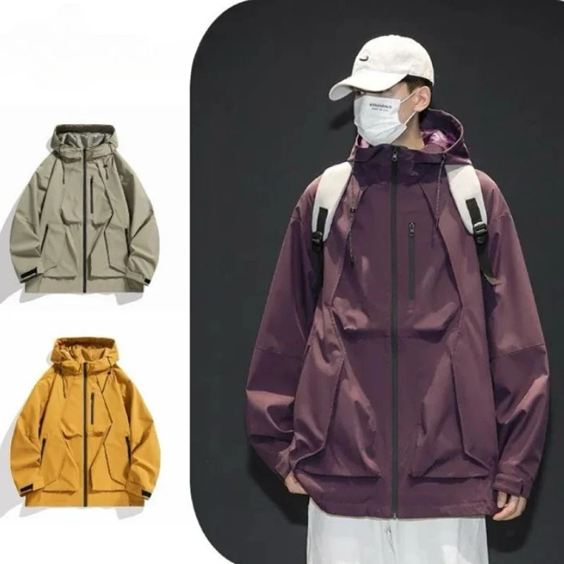 

6XL 7XL Элитный бренд Мужская весенне-осенняя водонепроницаемая куртка Ветрозащитная ветровка Пальто с капюшоном для скалолазания и рыбалки Тактическая куртка