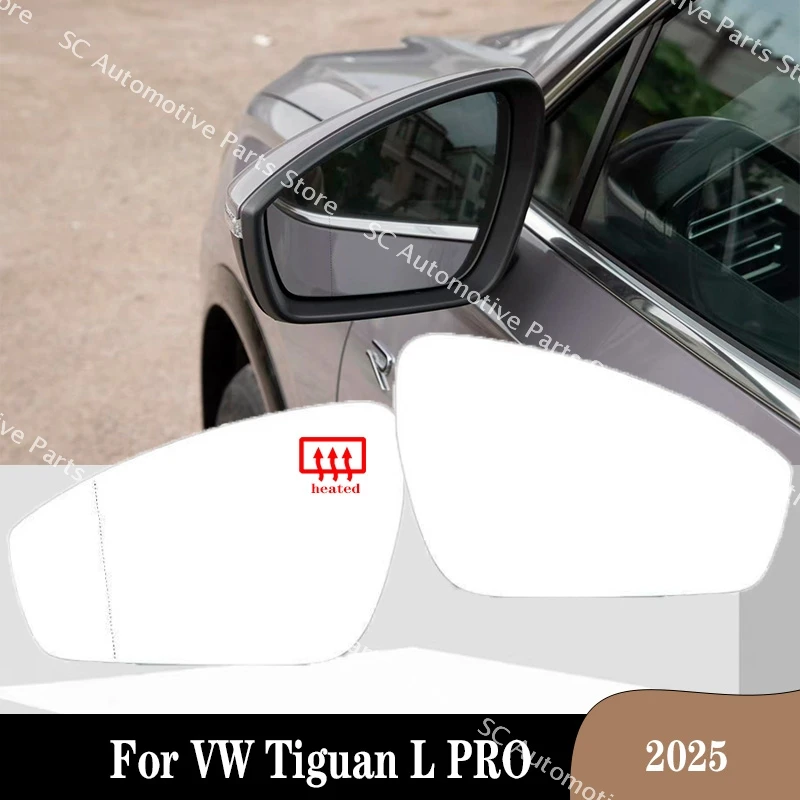 

For VW Tiguan L Pro 2025 Car Left Right Side View Mirror Lens Rearview Reflective Lenses Glass White Heated Glass Lens