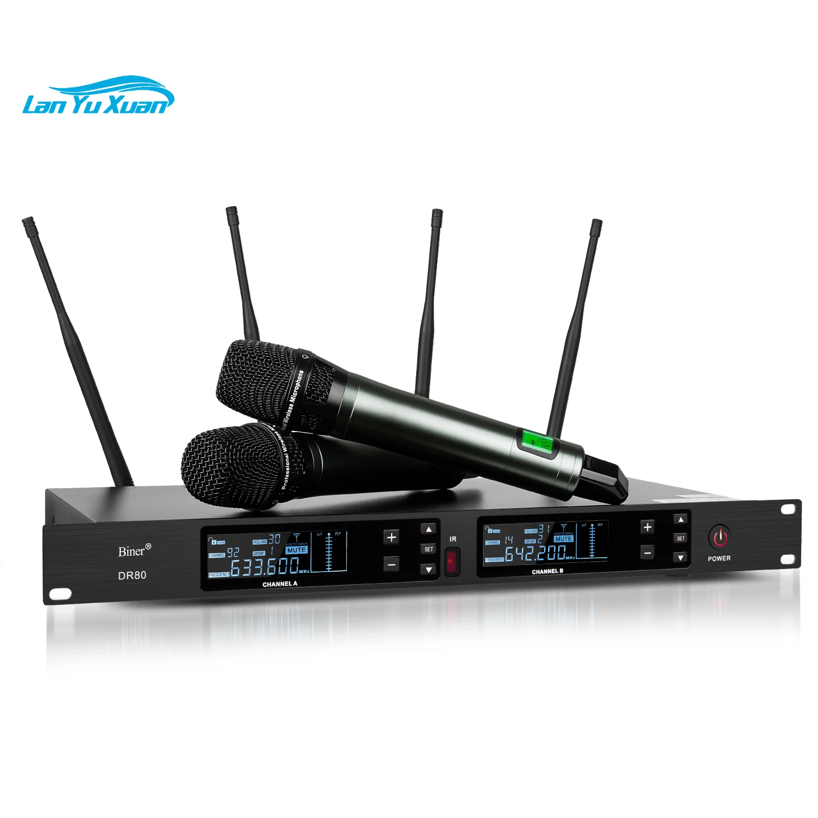 

OEM Professional DR80 Receive Distance 300m 2 Channel UHF Wireless Handheld Microphone For Live Speech Karaoke