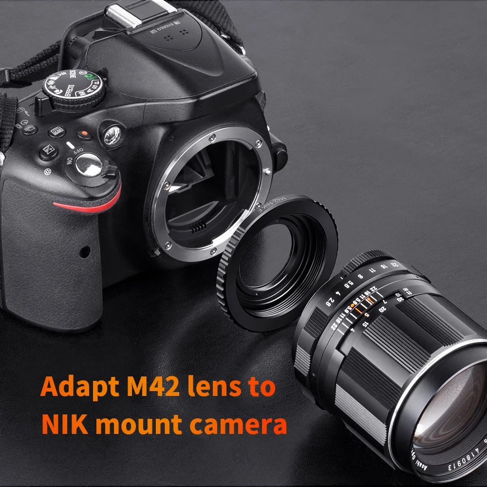 K&F CONCEPT Lens Adapter Ring for M42 Lens to Nikon Mount with Glass Cap for Nikon AI F D5100 D700 D300 D800 D90 DSLR Camera