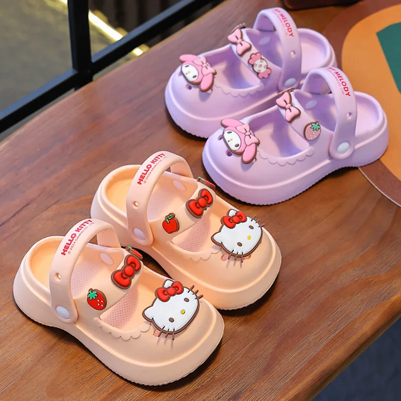 Sanrio Childrens Hole Shoes Kid Summer New Mary Jane Beach Sandals Anti slip Soft Sole Baby Girls Princess Slippers Garden shoes