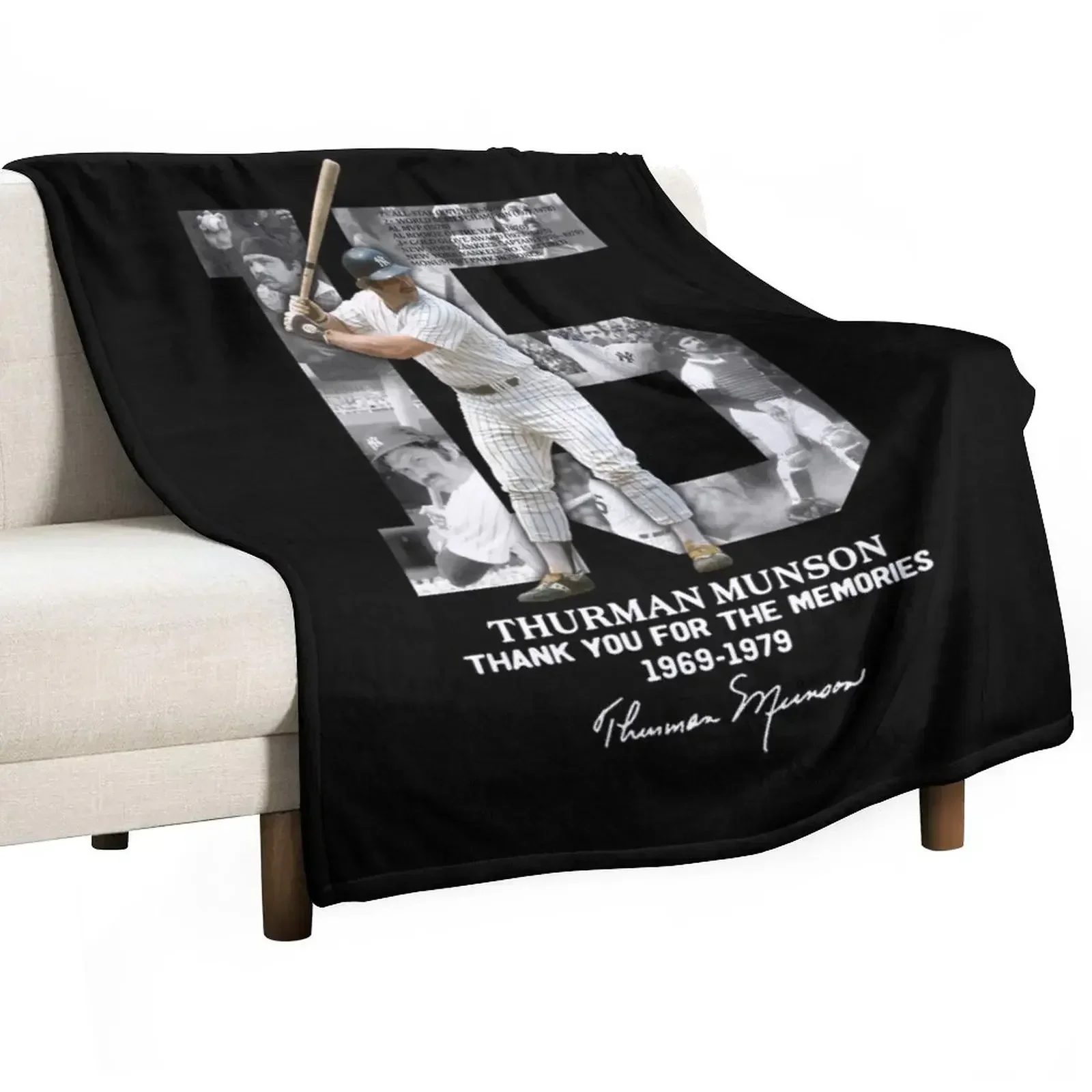 

Thurman Munson Thank You For The Memories 1969 1979 Throw Blanket Soft Plaid Multi-Purpose Thermals For Travel Blankets