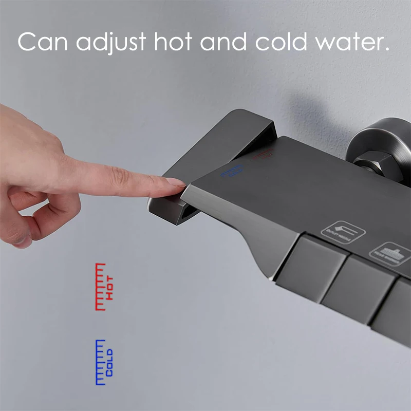 Modern Wall Mounted Rainfall Brass Complete Bath Shower System Mixer Set Bathroom Piano Shower Set