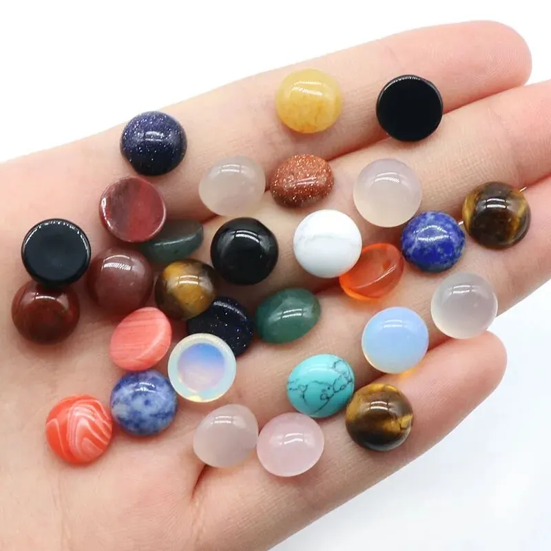 10pcs/Pack 10mm Round Ring Cabochon Bead Natural Stone Crystal Agate Quartz Loose Beads for Jewelry Making DIY Necklace Bracelet