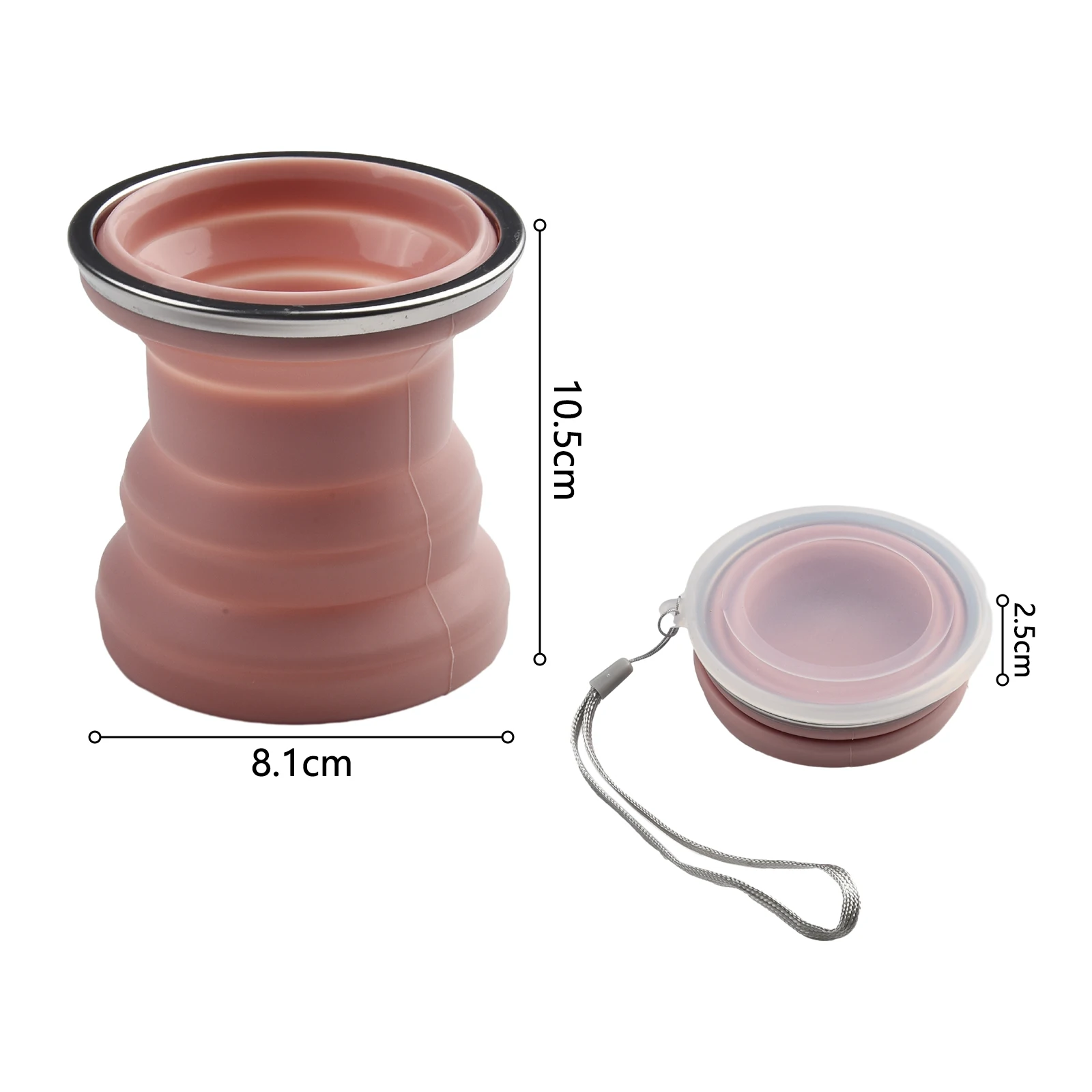 Silicone Folding Cup With Lanyard 320ml Collapsible Heat Resistant Water Cup Drinking Mug Lid Outdoor Kitchen Supply