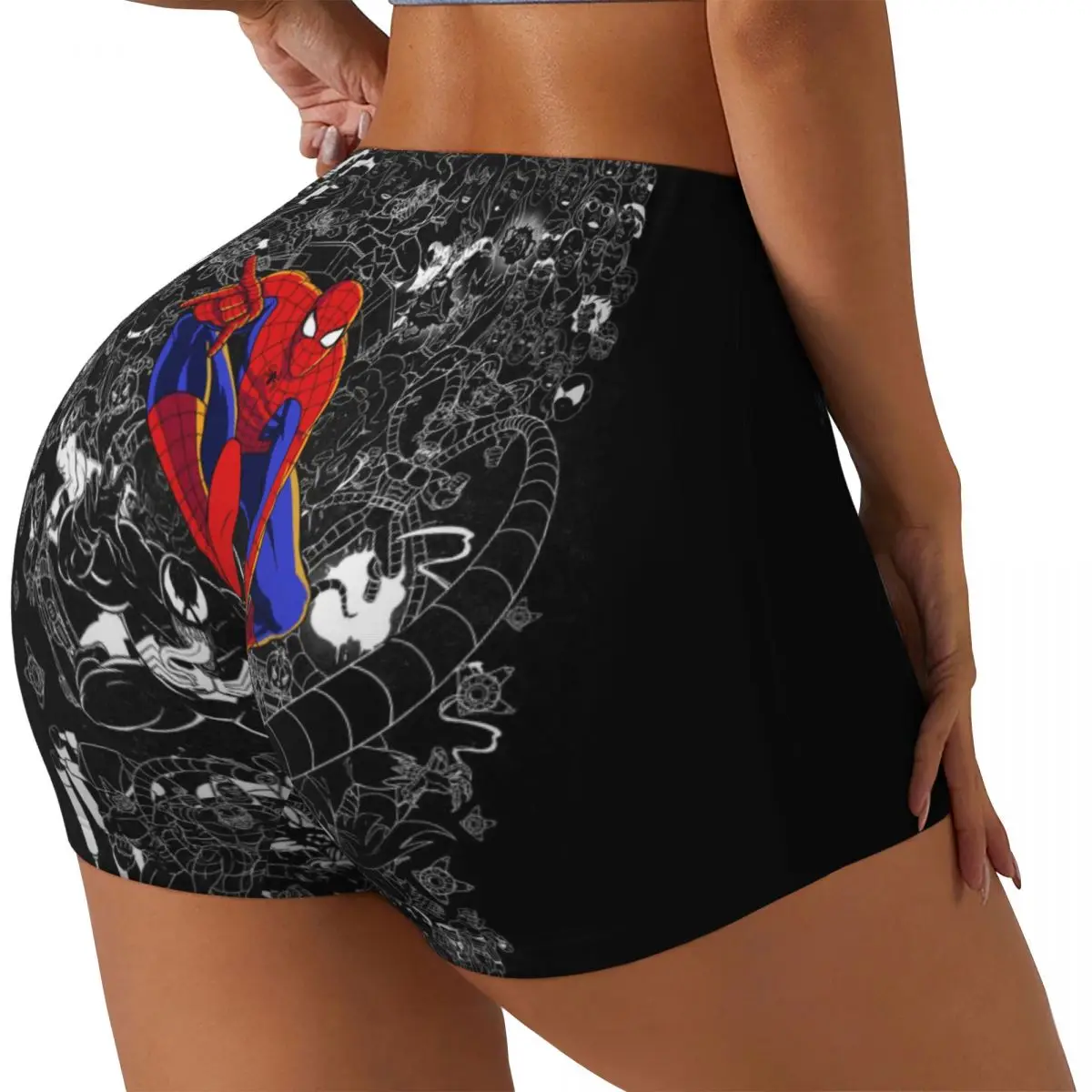 Custom Spider-Man The Animated Series Workout Running Volleyball Shorts Women Gym Yoga Shorts