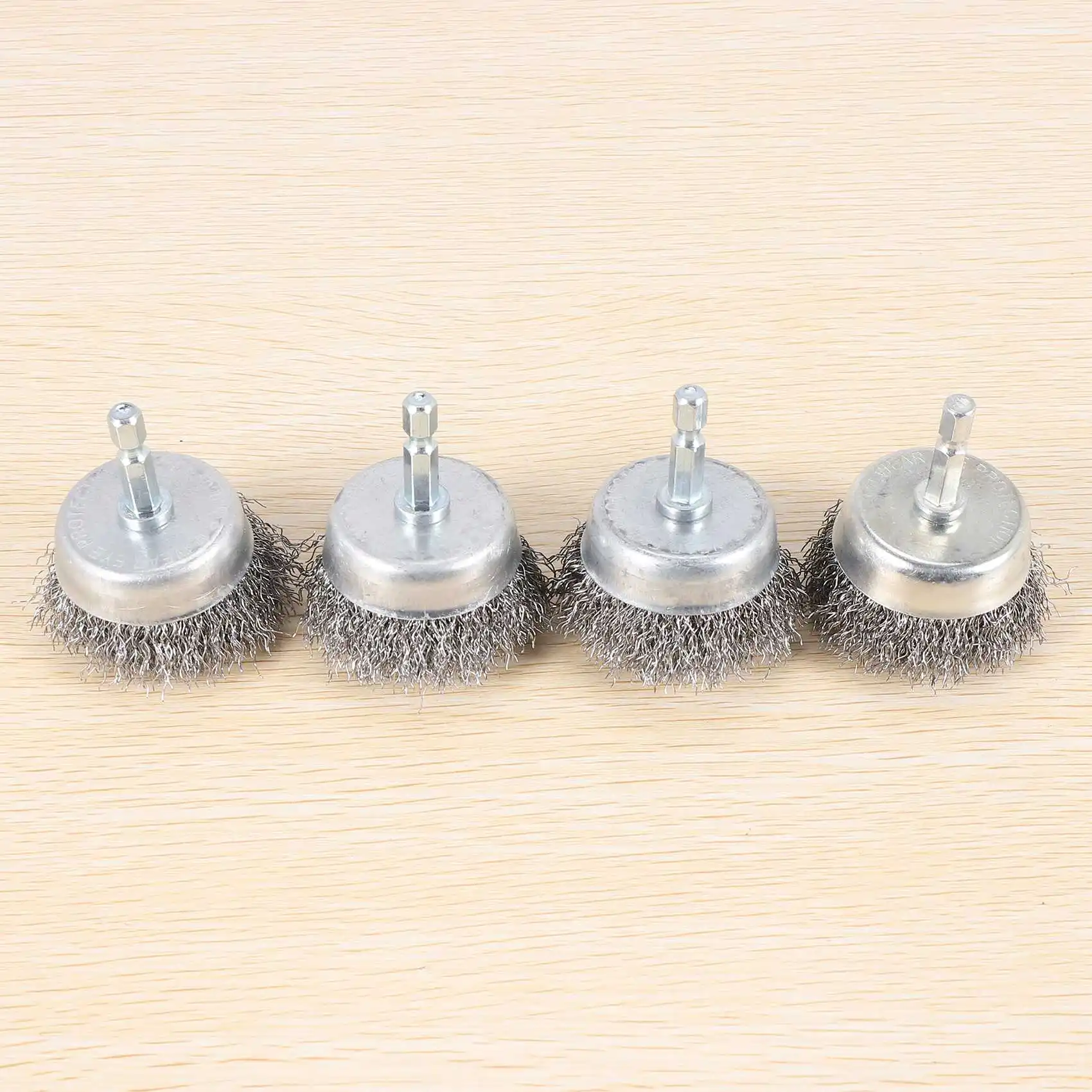 MAKE-4 peças conjunto de escova de copo de fio, escova de fio para broca 1/4 Polegada caramanchão 0.010 Polegada aço carbono grosso-2 Polegada escova de broca de fio