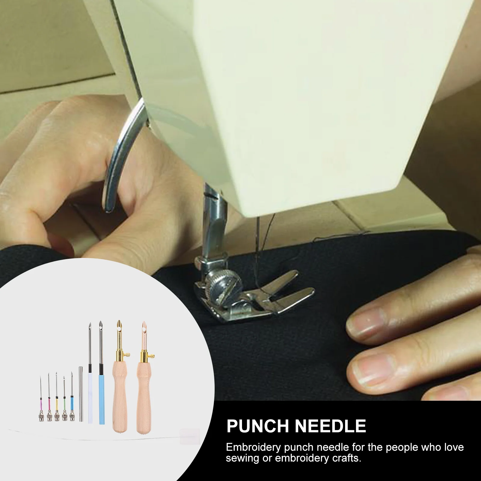 

1Set DIY Embroidery Punch Needle Set Sturdy Metal Tip Easy to Use Portable Needlework Tool for Towels Tablecloths Curtains