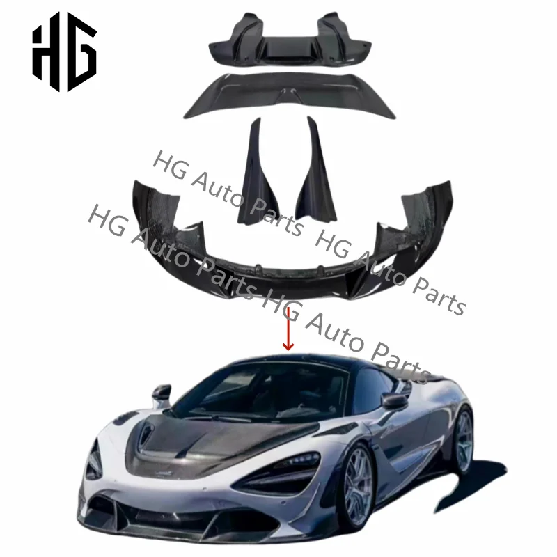 Real carbon fiber car front rear bumper lip side skirts exterior body kit for Mclaren 720s upgrade to vors style body kit