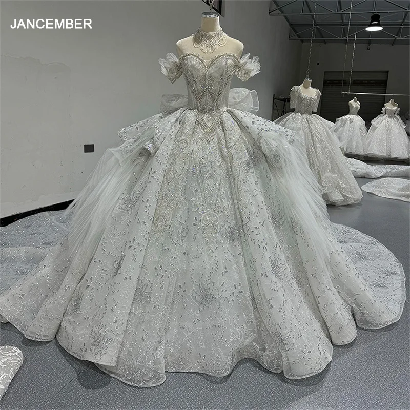 

Jancember Ball Gown Wedding Dresses For Women 2024 Luxury Sweetheart Sparkling Crystal Wedding Gown Vestidos De Novia MN217