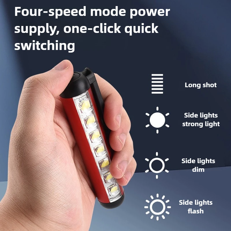 크로스보더 신형 XPE COB 손전등, TYPE-C 충전, 펜 클립, 자석, 휴대용 경량 펜 라이트 소형 손전등