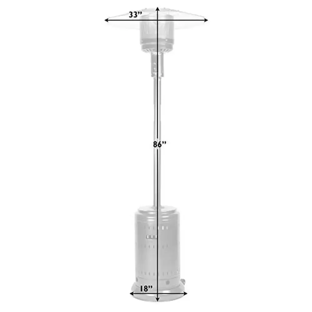 Commercial Stainless Steel Patio Heater 46,000 BTU High Output Safety Auto Shut Off