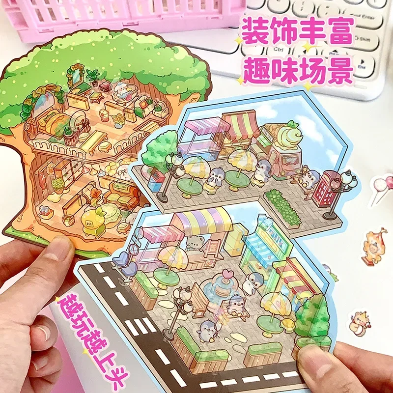 Pegatinas de paisaje en miniatura 3D, pegatina clásica para aliviar el estrés para adultos y niños, regalo creativo de moda de cumpleaños de Año Nuevo