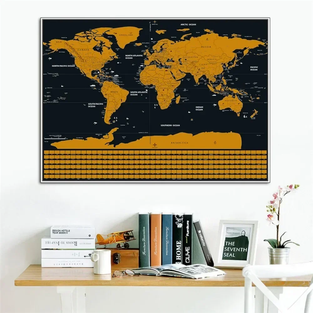 Best Selling Amazing DIY Scratch Maps With Flag Wall Posters, PERFECT GIFT for any Travel, Scratch Wipe Foil Coating Earth Maps