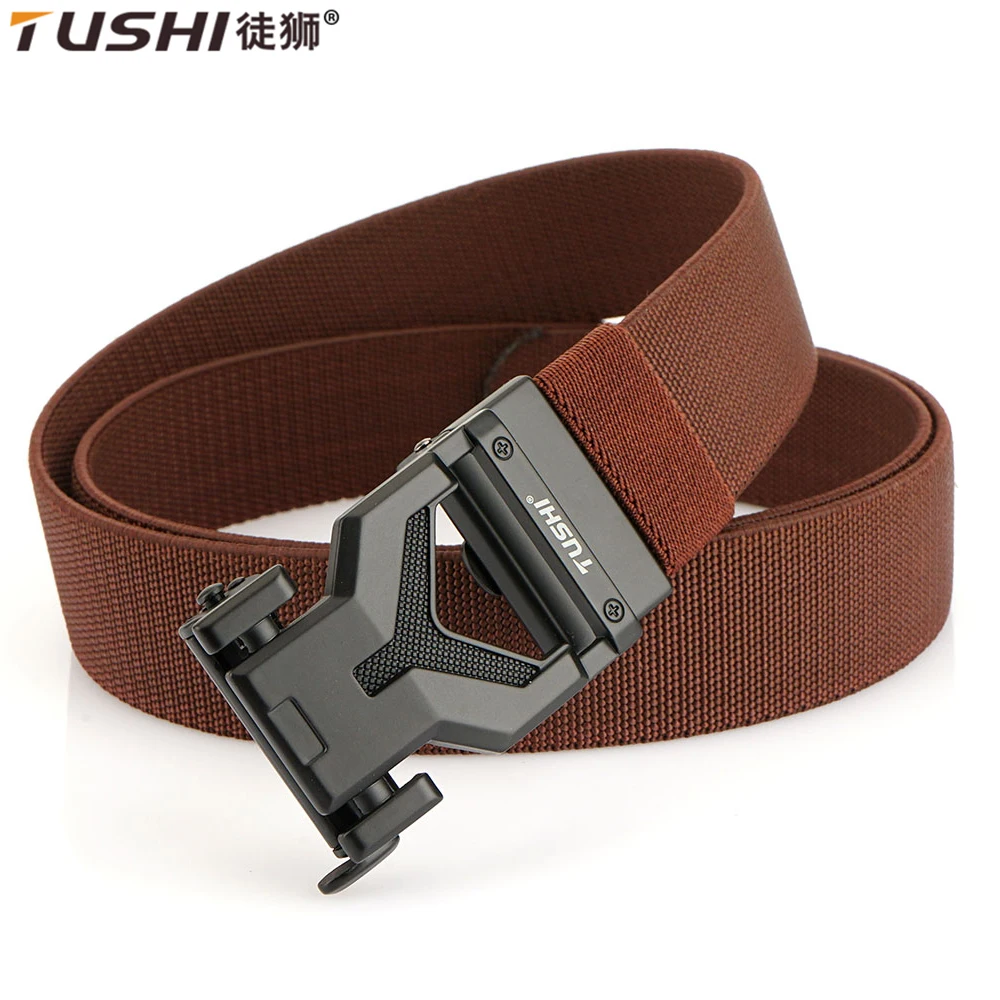 TUSHI New Stretch Belt For Men and Women Hard Quick Release Buckle Strong Real Nylon Unisex Elastic Belt Overalls Work Belt
