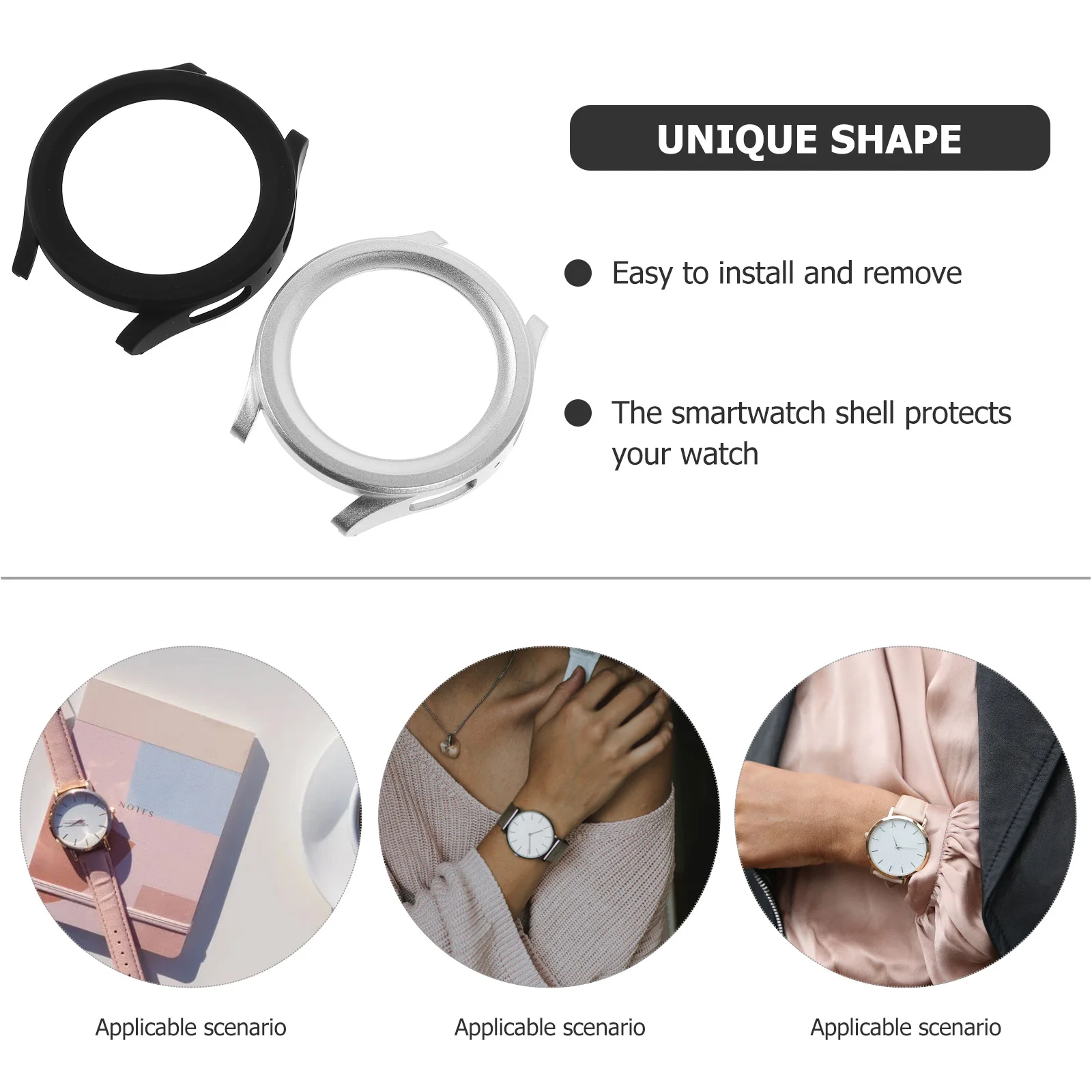 

2pcs Smartwatch Screen Protector Watch Cover Protective Case Tempered Glass Scratch Proof Watch Shell Smartwatch Case
