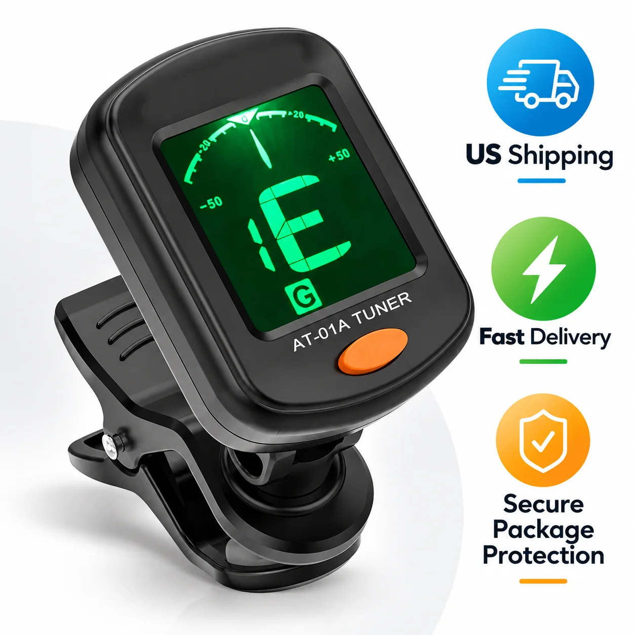 Multifunctional Clip-On Digital Tuner 360° Rotatable LCD High Sensitivity 12-Tone Equal Temperament for Folk Acoustic Guitar Ukulele Violin Erhu