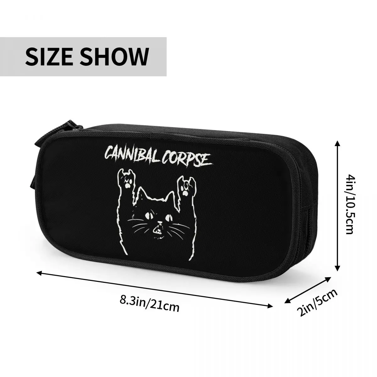 Death Metal Cannibal Corpse Pencil Case Fun Cat Pen Box Pencil Bags Student Large Storage Students School Cosmetic Pencilcases