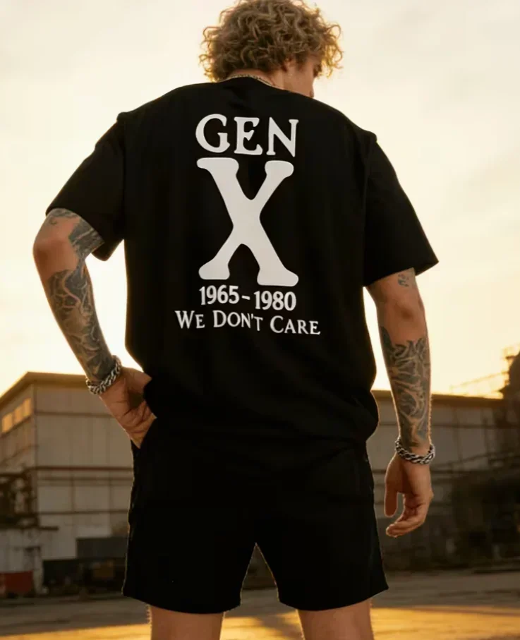 Generation X Summer Sports And Casual Large-Size Short-Sleeved T-Shirts Men'S Trendy Fashion Loose Base Shirts Round Neck Tops