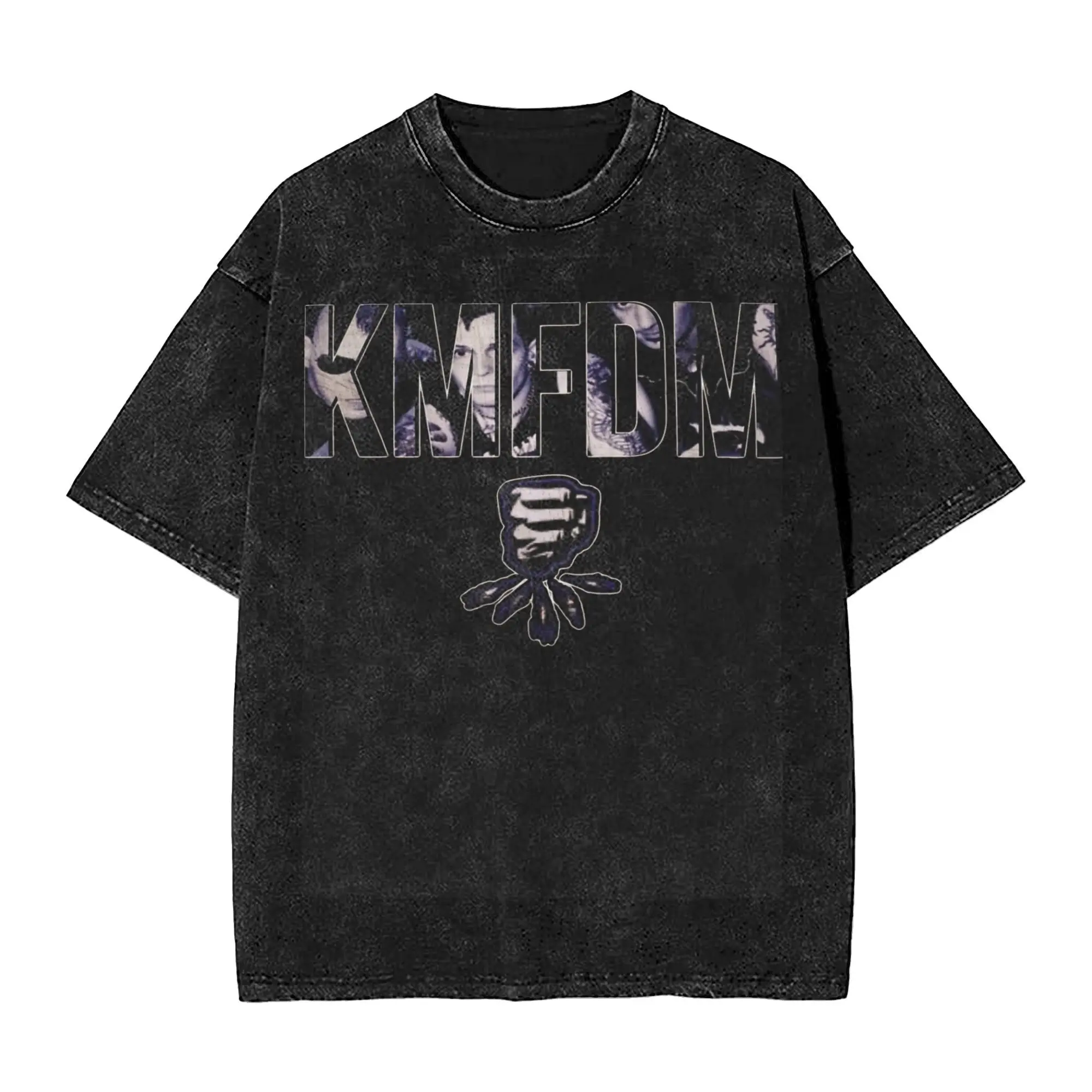 KMFDM rock metal band  T Shirts Hip Hop Washed Cotton Oversize T-Shirts  Vintage for Men Women Streetwear Graphic Printed Tees