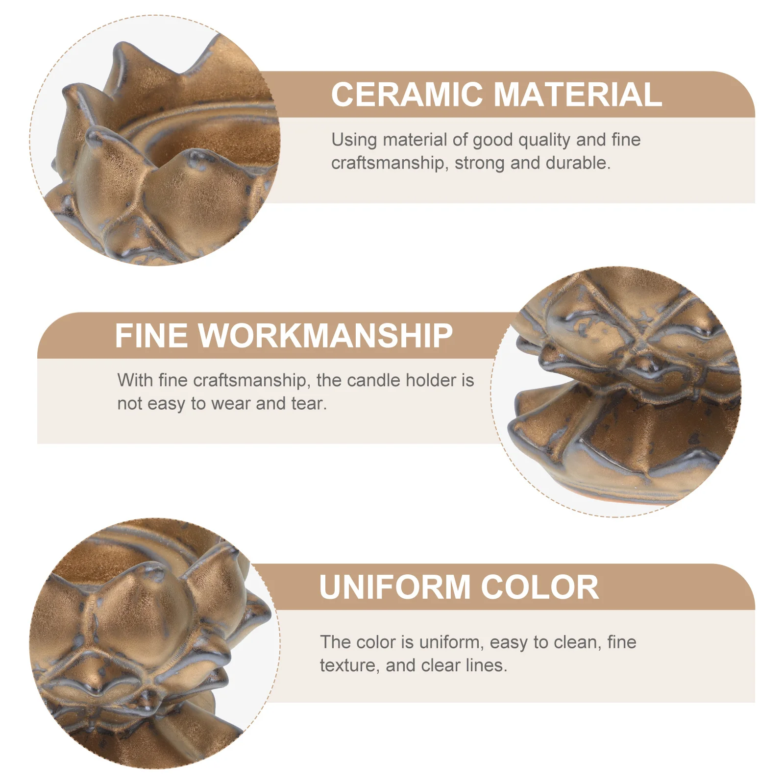 

1Pcs Ceramic Lotus Shaped Candlestick High-Base Retro Stand for Buddhism Practice Ancestor Decorative Prop