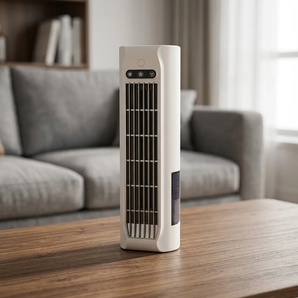 Silent Tower Fan Bladeless Wall Fan For Sleeping Quiet Air Circulation Nail-free Stickers Compact Design Modern Aesthetic