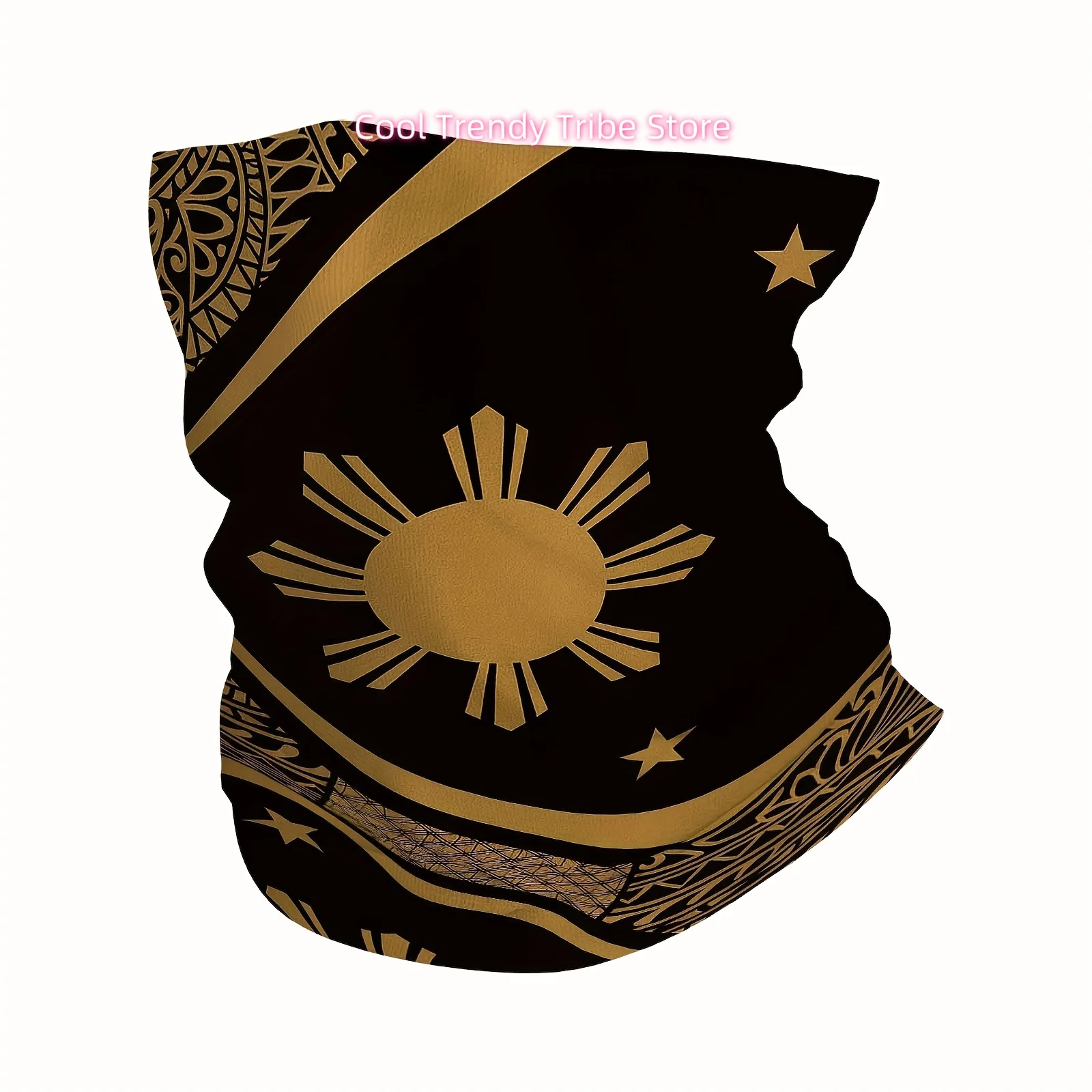 Golden Philippine Sun, Stars, Abstract Design Fun Design Multi Functional Print Scarf Men Women Unsix Mask Neck Mask Holiday Eve