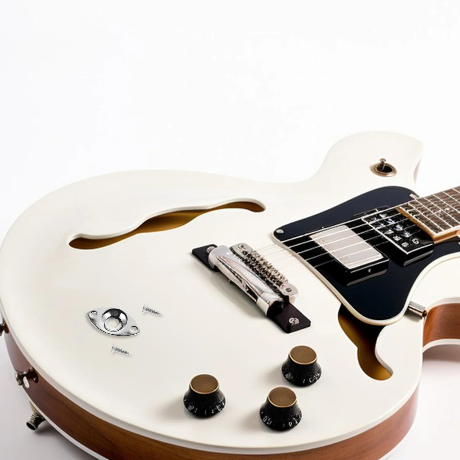 

Electric Guitar Socket Plate Replacement Metal Jack Output Fitting with Screw 1 Set Accessory Tool for Bass Guitar Plugs