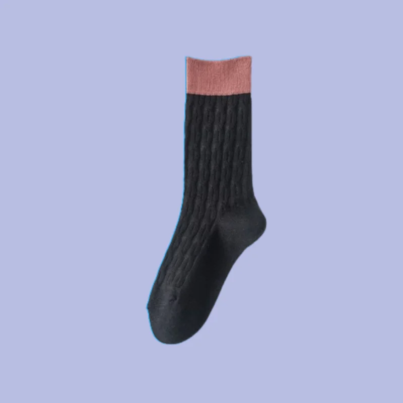 2/4 Pairs Cotton Socks All-match Stacked Socks Spring and Autumn Japanese Colorblock Contrast Color Retro 2024 Twisted Socks