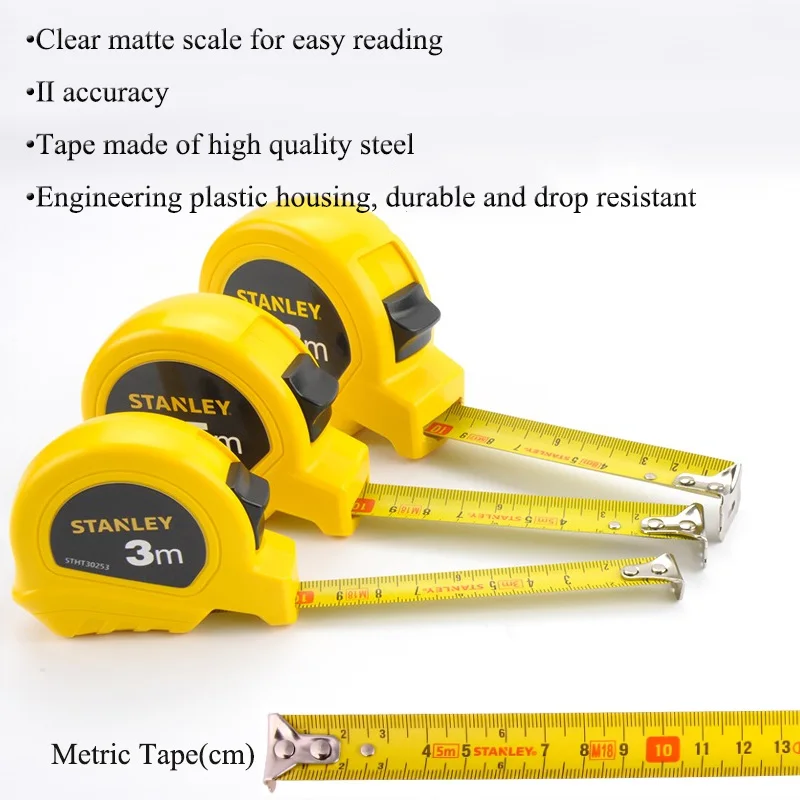 Stanley  1Pcs 3m 5m 8m Centimeter Steel Tape Measure Control Lock FIinger-Brake Retractable Metric Tape Measuring Easy Read Tape