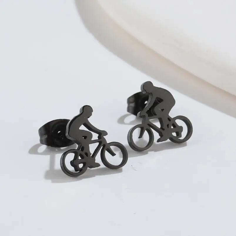 Tiny Bike Bicycle Earrings for Women Fashion Silver Color Fitness Sport Stud Earrings Piercing Ear Jewelry Gift Friends