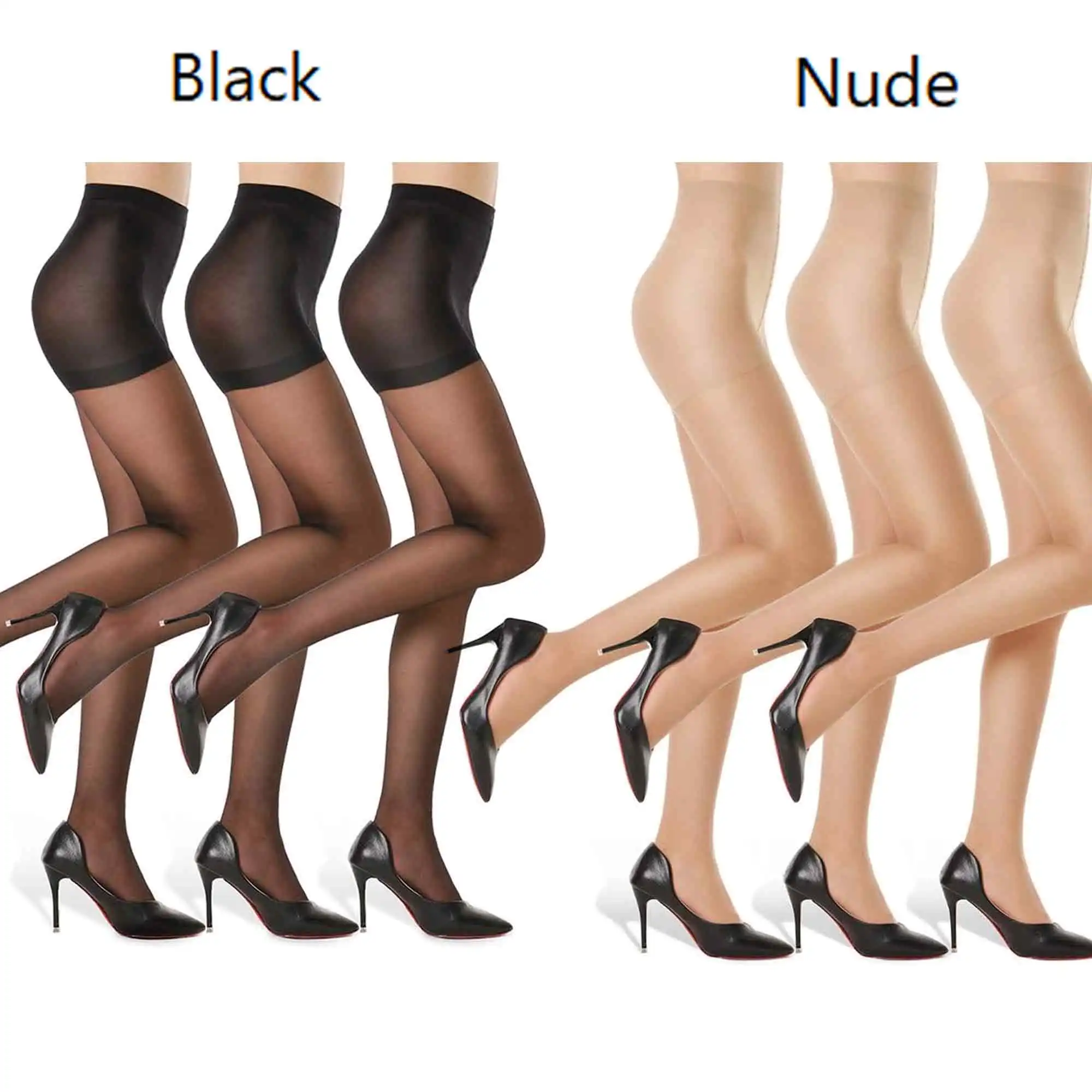 

G&Y 3 Pairs Women's Sheer Tights - 20D Control Top Pantyhose with Reinforced Toes