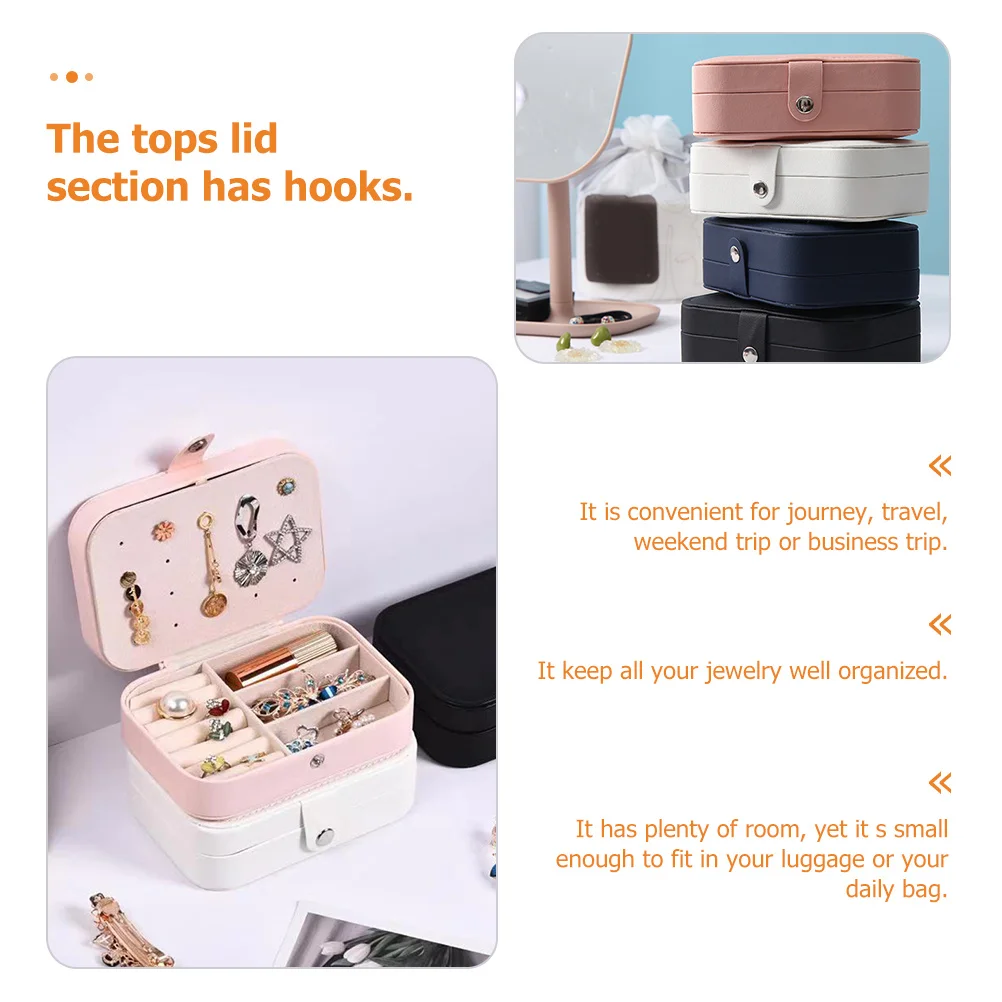 

Органайзер для ювелирных изделий из искусственной кожи, небольшой портативный дорожный чехол для колец, серег, ожерелий, браслетов, женский органайзер для хранения ювелирных изделий