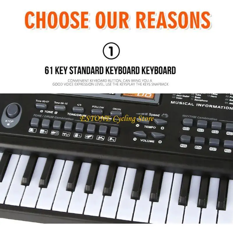 83CB 61 KEYS Electronic Organ Digital Piano Keyboard with Microphone Kids Kids Music Toy #4