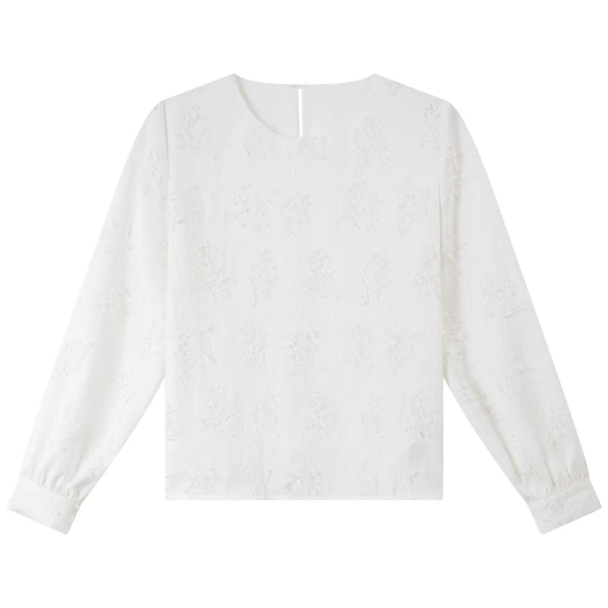 VIMLY Women's White Tassel Blouse Fall 2025 Sweet Style Lantern Sleeve Long Sleeve Tops for Woman Round Neck Ladies Blouse A3077