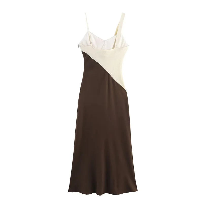 Damen-Midikleid mit schmalem Slip-Midirock und Patchwork