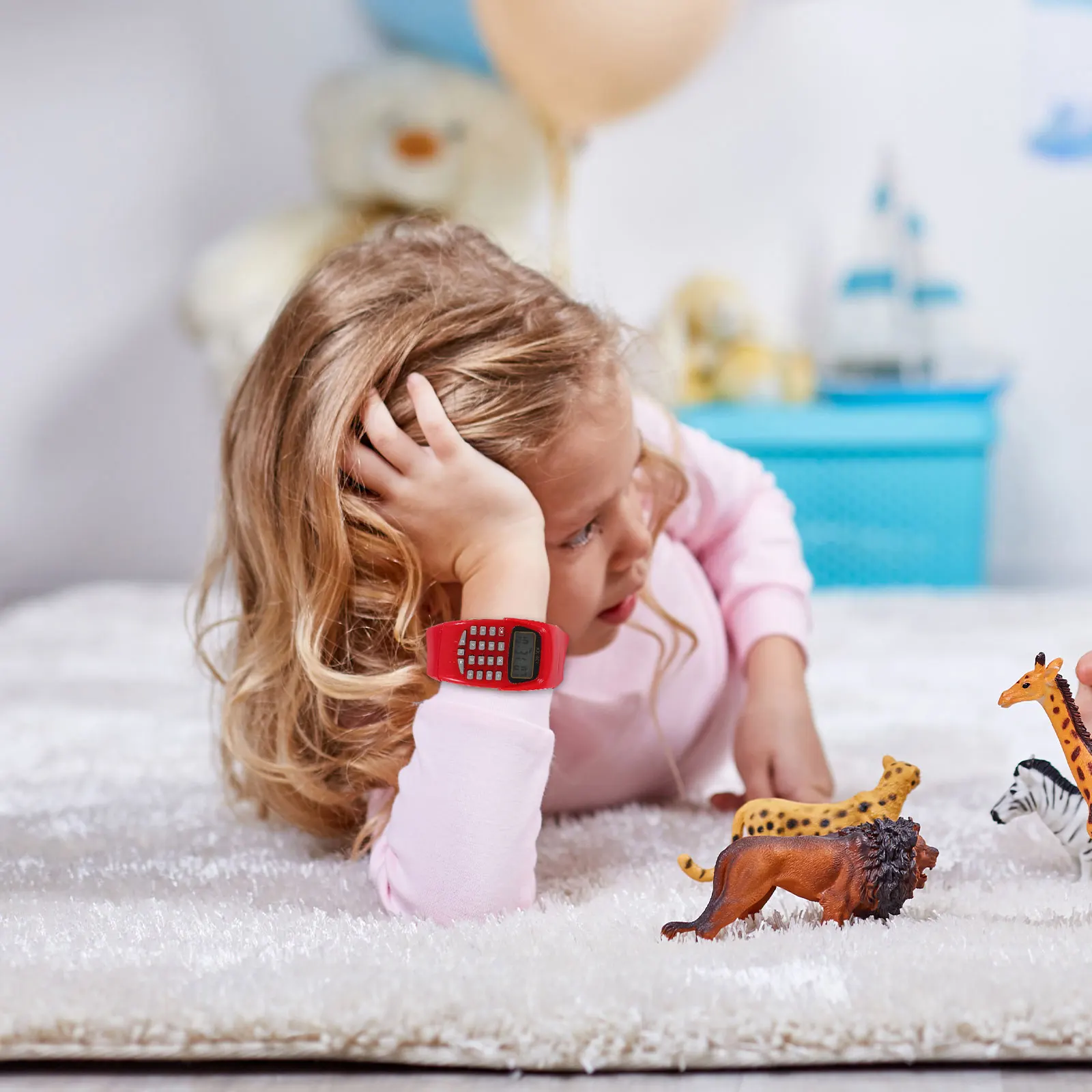 

2Pcs Educational Calculator Watch for Kids Lightweight Comfortable Wear Learning Tool Gift for Children Red Children Watch